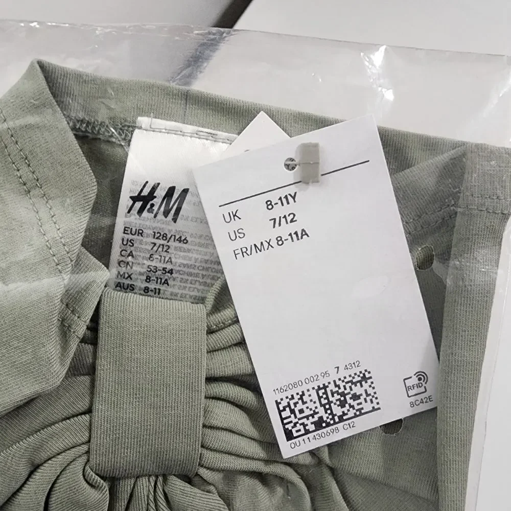 H&M Girls Knot Detail Cotton Jersey Sage Green Knotted Turban Hat Size 7-12 NEW
